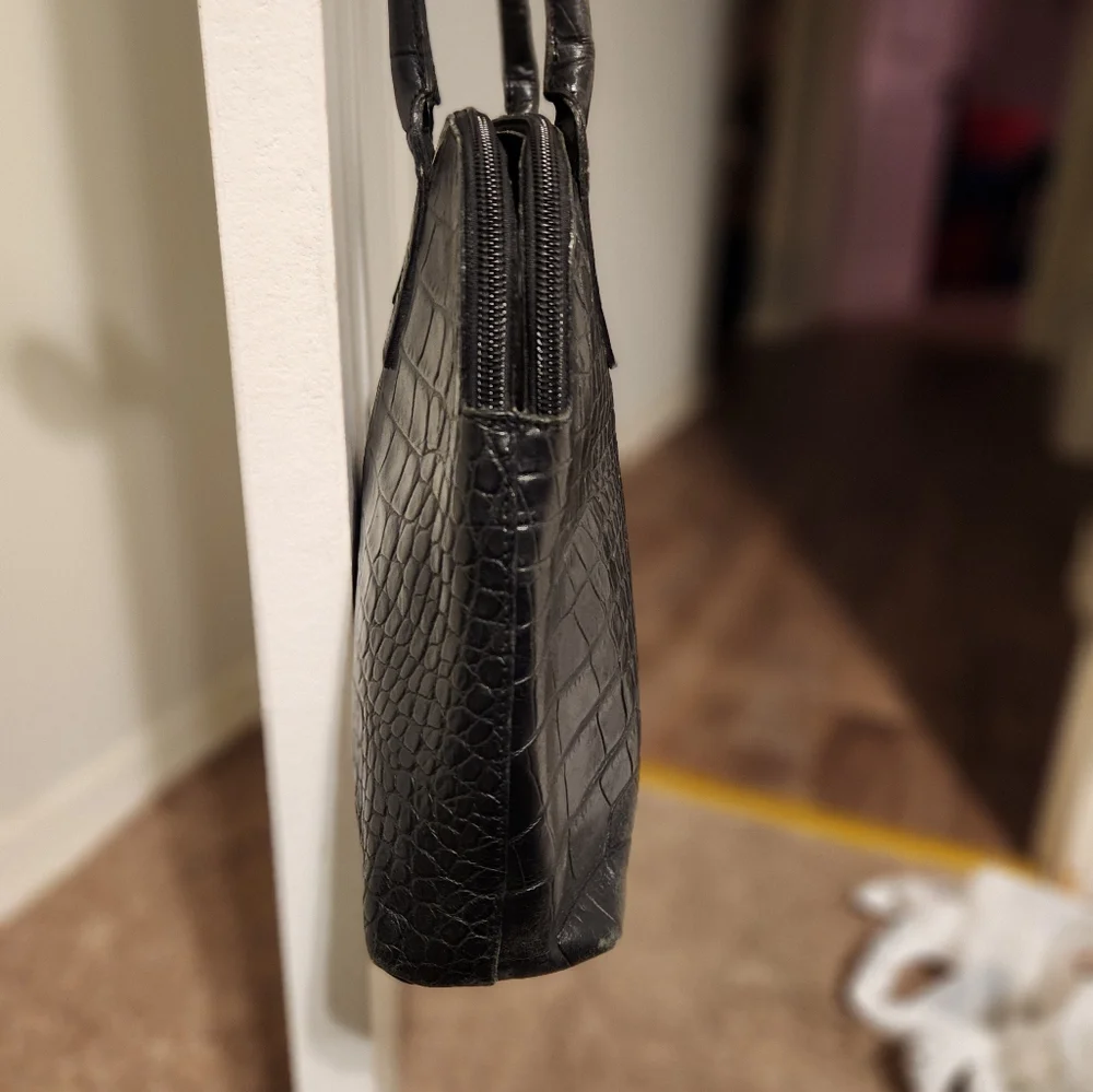 Vintage Furla black Italian leather crocodile purse - Picture 12 of 12